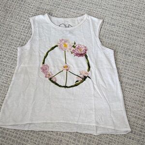 Chaser White Tank Top with Floral Peace Sign - kids love Chaser designs!